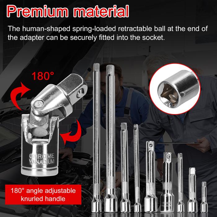 16pcs Drive Tool Socket Adapters Set Chrome Vanadium Steel 9pcs