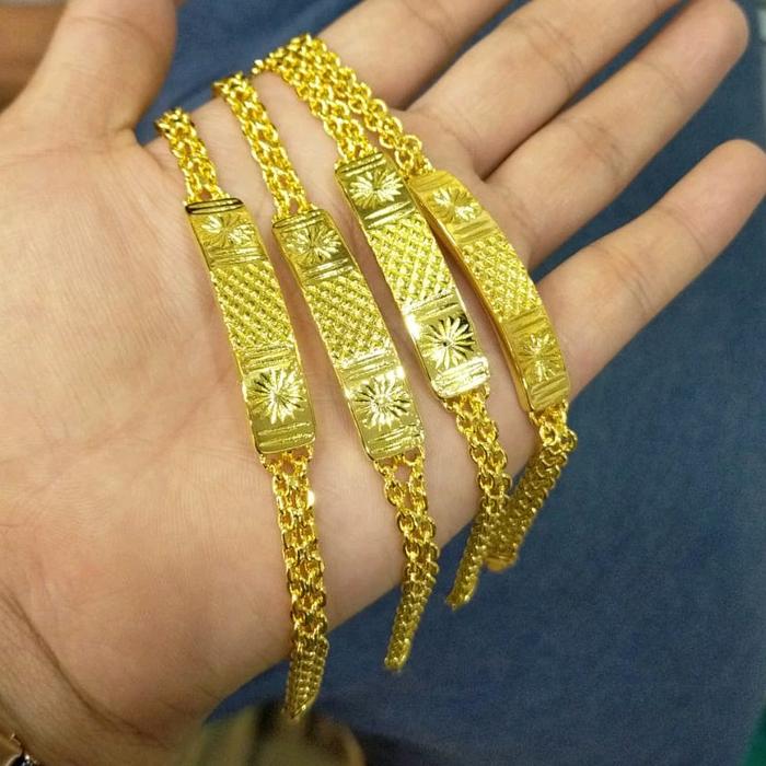 Belanja 2 barang gratis 1 • kentia jewelry • Gelang model plat rantai kembar 519681K