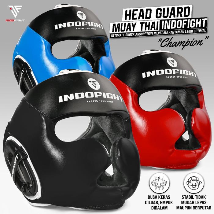 AJS- Head Guard Boxing Muay Thai Indofight, Helm Pelindung Kepala Muay Thai, Head Protector Boxing
