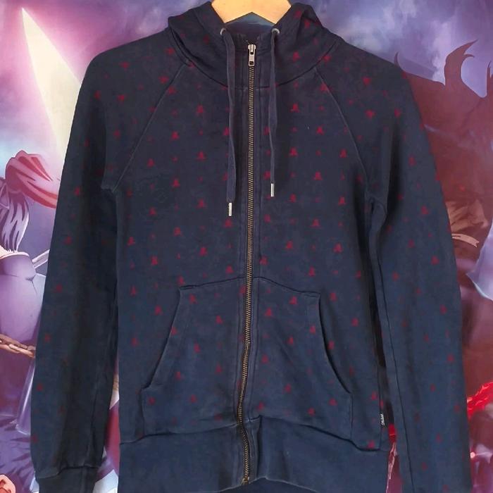 WeSC WeAreTheSuperlativeConspiracy All-Over Print Logo Zip Up Hoodie Y2K Atasan Jaket Jacket Luaran 