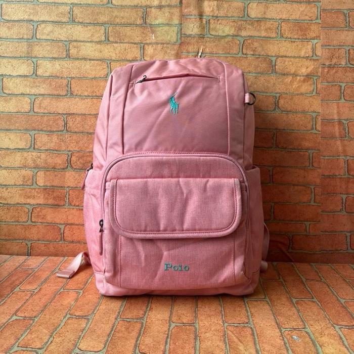 TAS RANSEL SEKOLAH SD ANAK PEREMPUAN POLO RALP LAUREN SECOND BRANDED KANVAS PINK