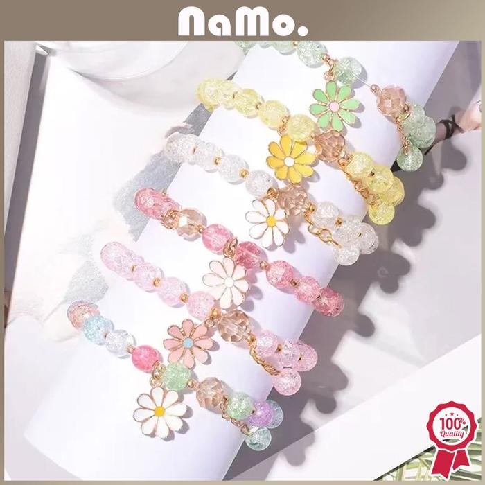 Namo Gift- Gelang manik kristal Korean style crystal bunga daisy