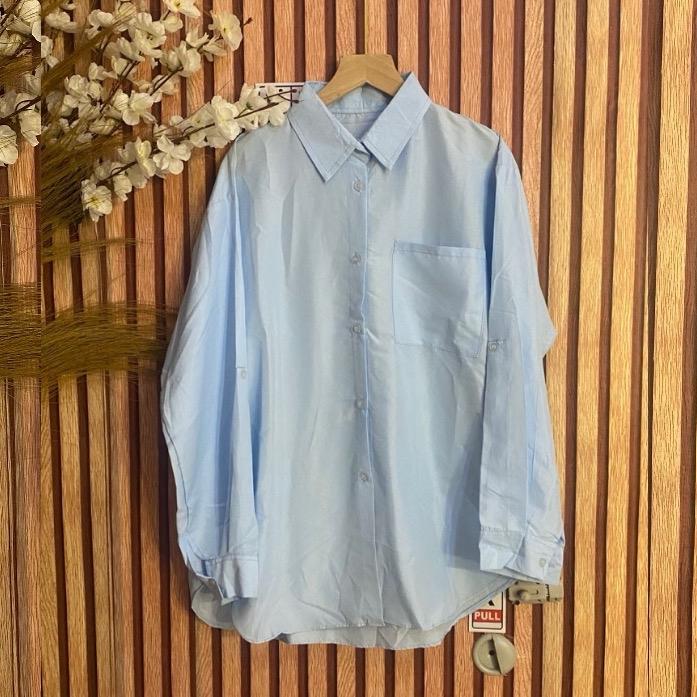 Kemeja Import 9014 Ice Blue Blouse Wanita Terbaru