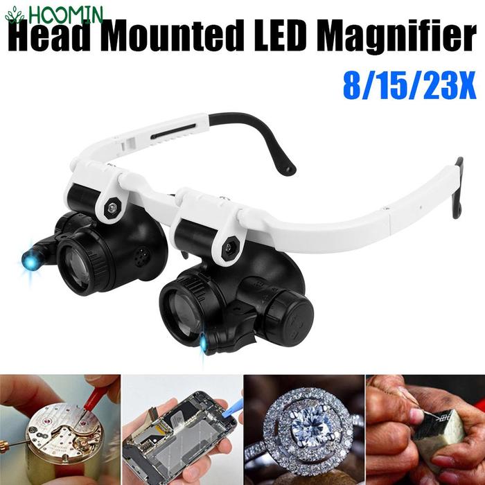 Dual-Lens Eye Loupe Magnifier LED Lights Glasses Magnifier 8x 15x 23x