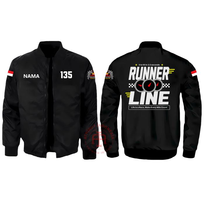 Jaket Bomber Rx King 135 Runner Line Kaos Lengan Panjang Lengan Pendek Hitam Premium Combed24s Grati