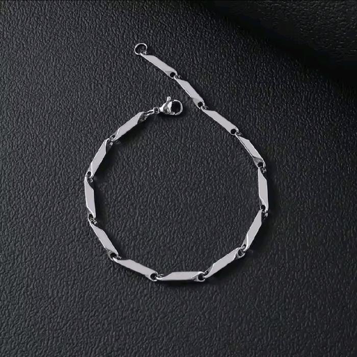 [COD] GELANG BAJA PUTIH MODEL PADI TITANIUM Gelang Baja Anti Karat