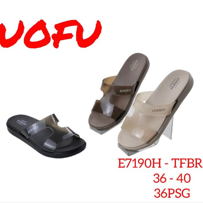 LUOFU sandal selop luofu wanita sandal teplek karet transparan (E-7190)