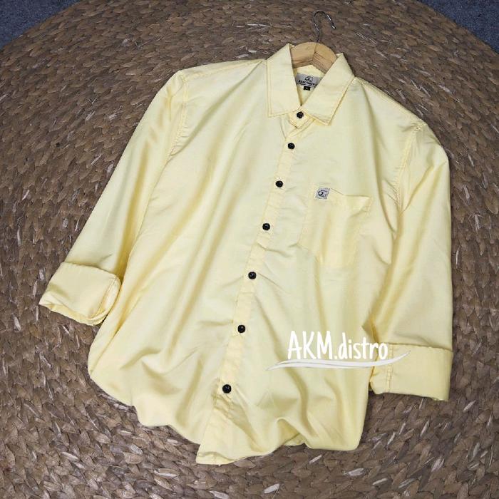 AKM.distro Butter yellow kemeja polos panjang pria warna butter yellow