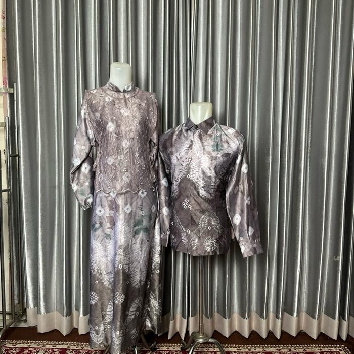COUPLE MUSLIM SERAGAM GAMIS, KEMEJA JUMPUTAN HANDMADE ASLI  PALEMBANG Setelan Dress Lebaran