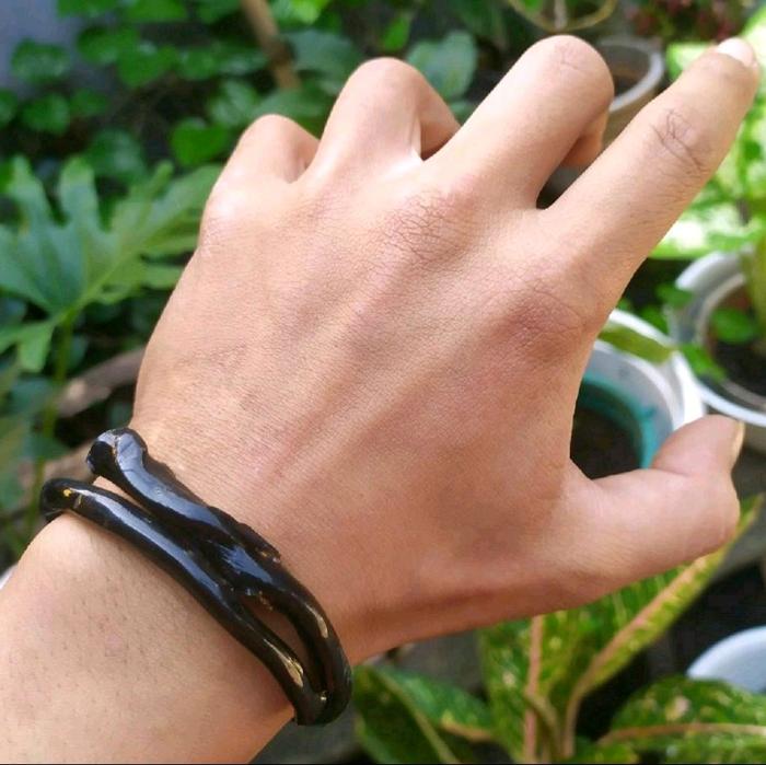 GELANG AKAR BAHAR HITAM POLOS ukuran kecil assesories gelang pria dan wanita laki-laki/wanita origin