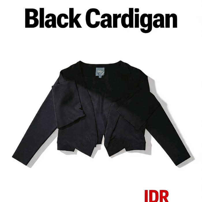 blezer cardigan panjang polos warna hitam wanita