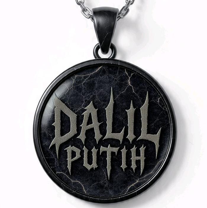 Kalung Bulat Liontin Tulisan Dalil.putih Elegan dan Modern untuk Penampilan Stylish dan Modis