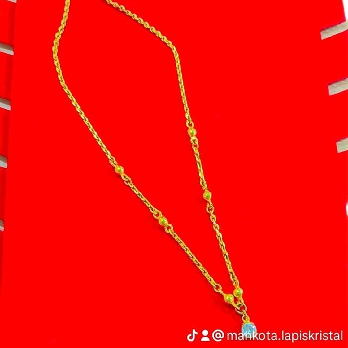 Kalung Nori Permata Putih Lapis Kristal Sepuh Emas