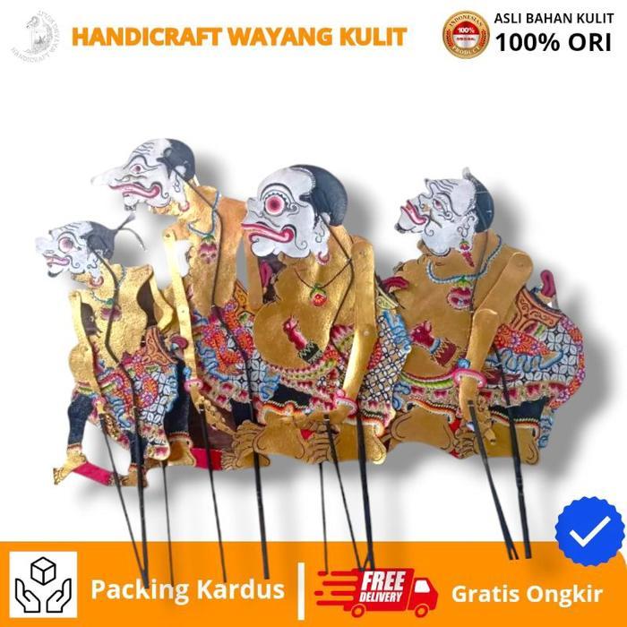 Wayang Alusan Kulit Sapi ASLI 1 Set Punokawan - Semar Petruk Bagong Gareng Kualitas Halus Ukuran Sta