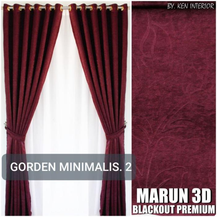 Gorden blackout merah marun gorden pintu dan jendela gorden smokring 12 lobang