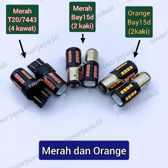 Lampu Led Rem Sein Putar Tancap Bay15D 1157 T20 7443 2Kaki 4Kawat 2 Kaki 4 Kawat