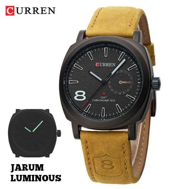 CURREN 8139 Jam Tangan Pria Analog Tali Kulit Chronograph Tidak Aktif
