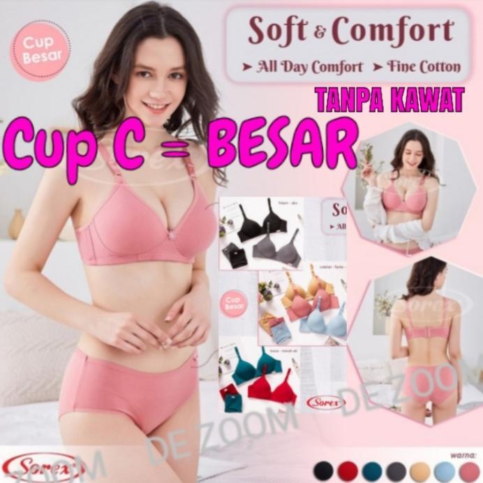 Bra Set Tanpa Kawat +Cd Wanita Busa Sedang Cup B Dan Cup C Sorex -Gratisongkir