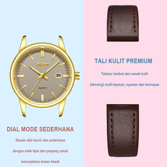 Biden Jam Tangan Wanita Tali Kulit Anti Air Kuarsa Jam Wanita Korea Elegan Klasik Jam Tangan Cewek  