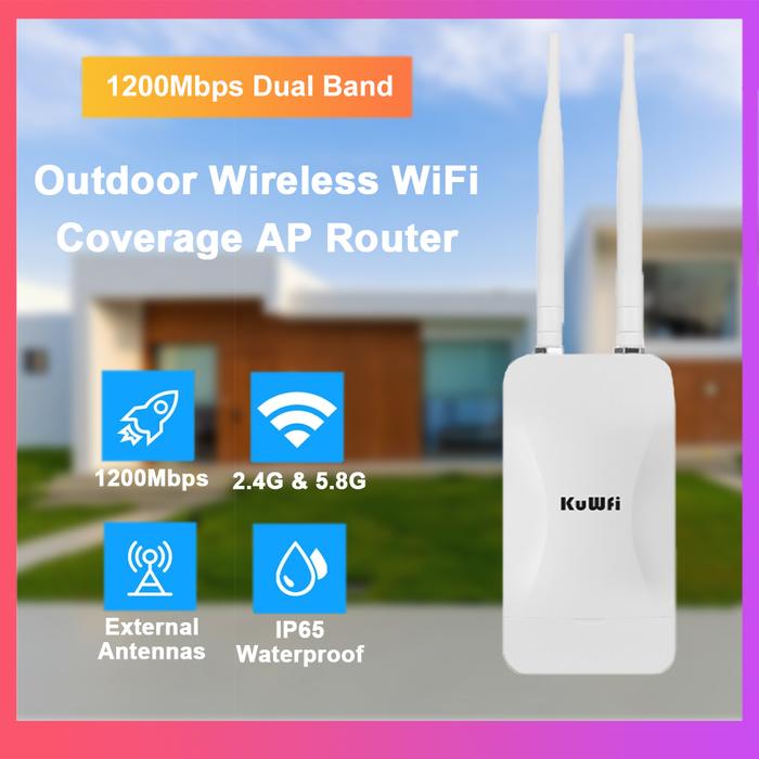 KuWFi 1200Mbps Outdoor AP Router Dual Band Wireless Wi-Fi Access Point AP Router High Gain External