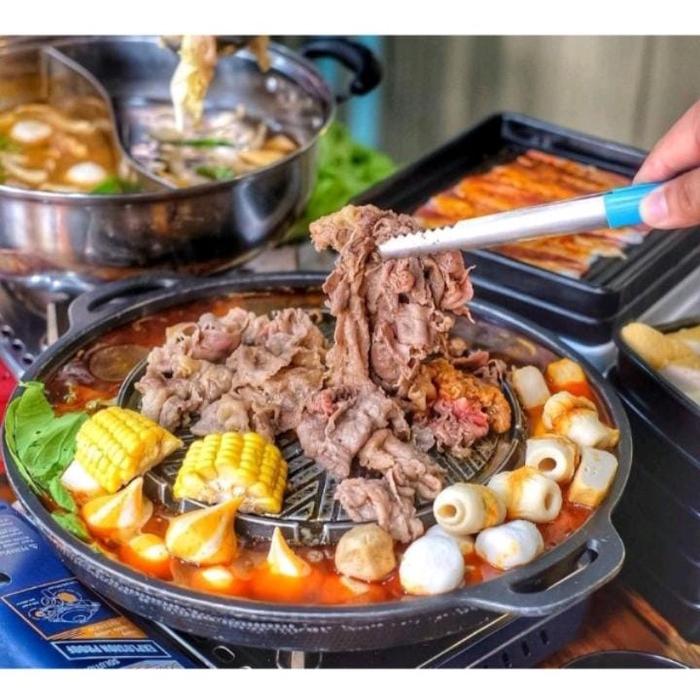 KH-Panggangan BBQ Grill Plate - Panci Shabu 2in1 - Alat Panggangan BBQ