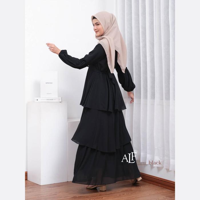 LIMITED EDITION Alfaina Jelita Dress Gamis Wanita Susun Ceruty Babydoll Muslim Putih