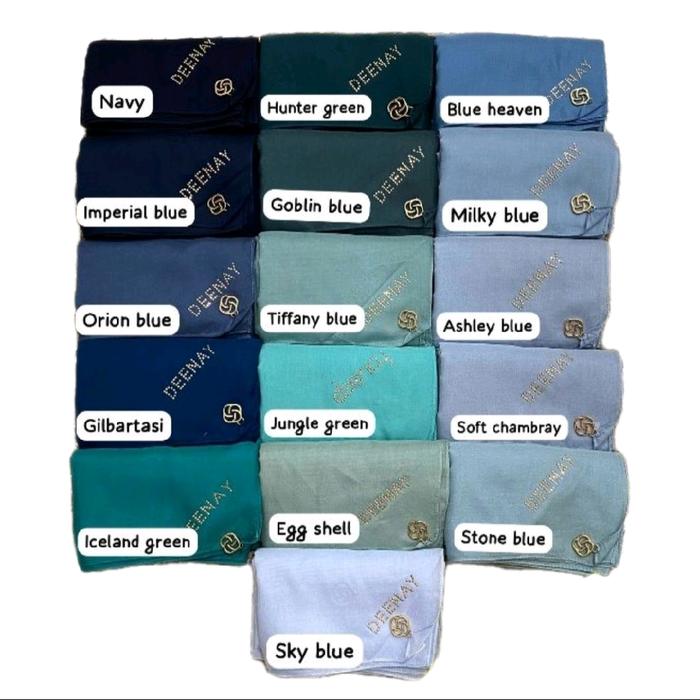 Hijab Segiempat Polos Deenay Liza Matte Blue Series||Navy||Blue heaven||Milky blue||Orion Blue||Gilb