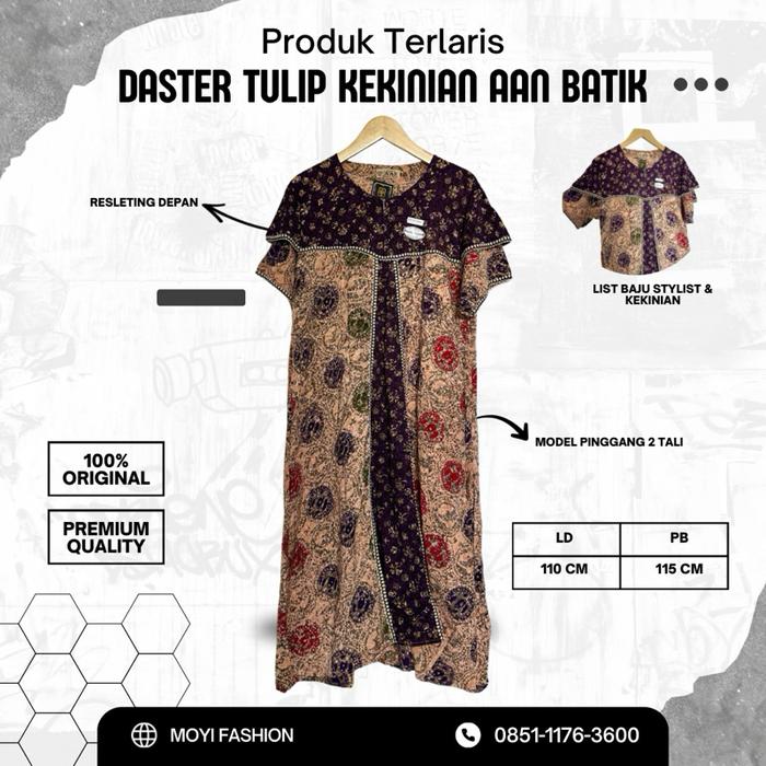 Daster Tulip Kekinian Aan Batik Resleting Depan List Bau Stylist & Kekinian Model Pinggang 2 Tali 10