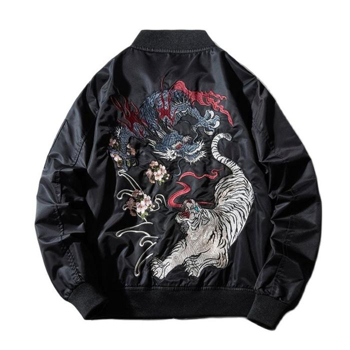 Sukajan Bomber Jacket Men Yokosuka Souvenir Japan Anime Embroidered MA1 Coat Dragon Tiger Boys Baseb