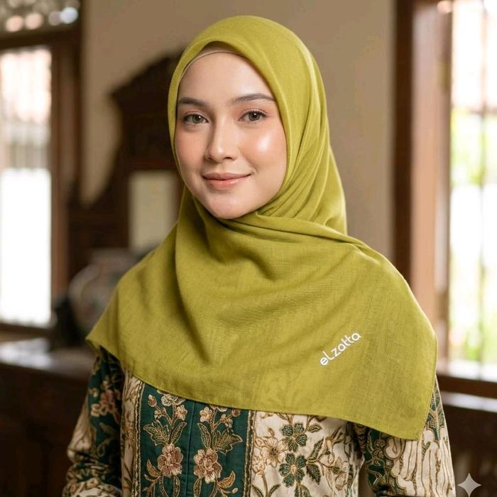 Jilbab/Hijab/Jilbab Segiempat/Hijab Segiempat Elzatta Hijau Lemon