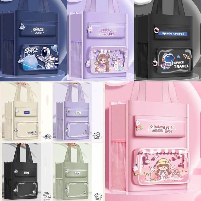 Tas les anak books hand bag cute polos Map A4 stationary organizer