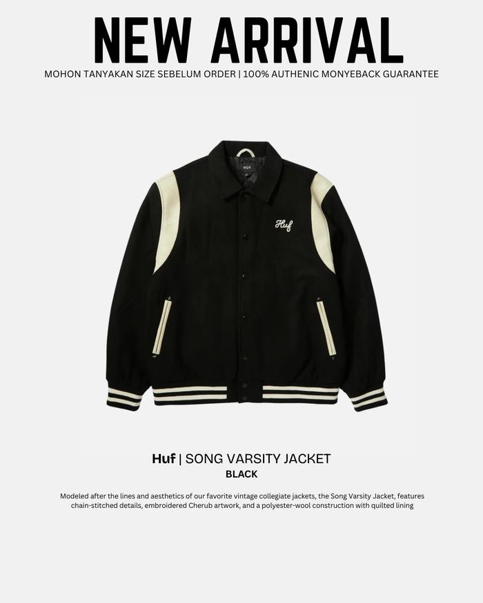 Huf | SONG VARSITY JACKET | jaket Varsity Pria dan wanita UNISEX 100% ORIGINAL