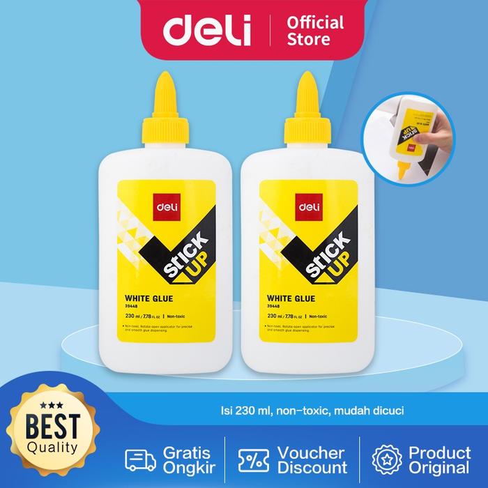 Deli Lem Cair Liquid Glue Putih White 230ml Dapat dicuci Washable glue E39448