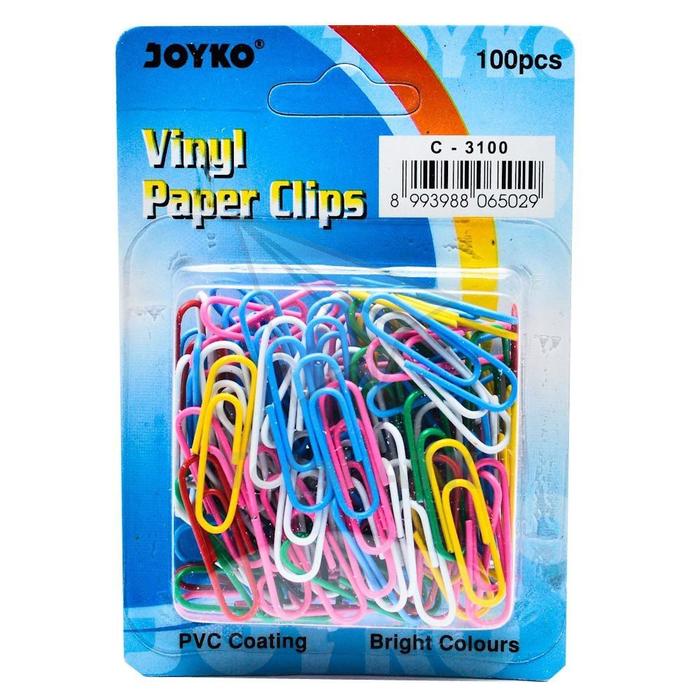 Klip Kertas / Paper Clip Vinyl Warna Warni - Joyko MURAH!