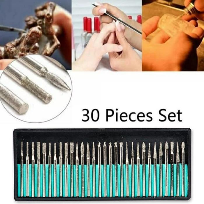 Mata Tuner Set 30 Pcs Mata Bor Ukir Grafir Mata Bor Mini Grinder Set Cuner Mata Bor Diamond Mini Dri