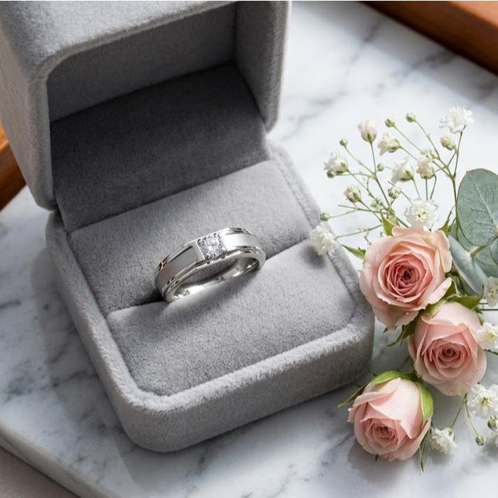 CINCIN PRIA BERKELAS ASLI PERAK , CINCIN SINGLE COWOK SILVER 925 Custem