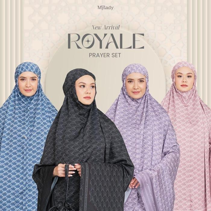 TERBARU MyLady Hijab ROYALE PRAYER SET Atasan Bawahan Cantik Gold Grey Mewah Mukena Nyaman Panjang P