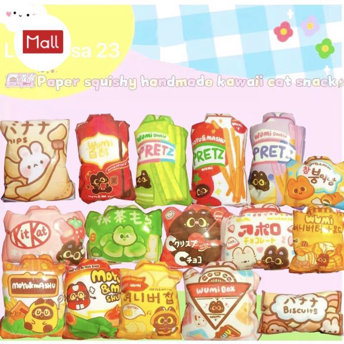 Paper Squishy handmade kawaii snack cat - Pretz taro cats