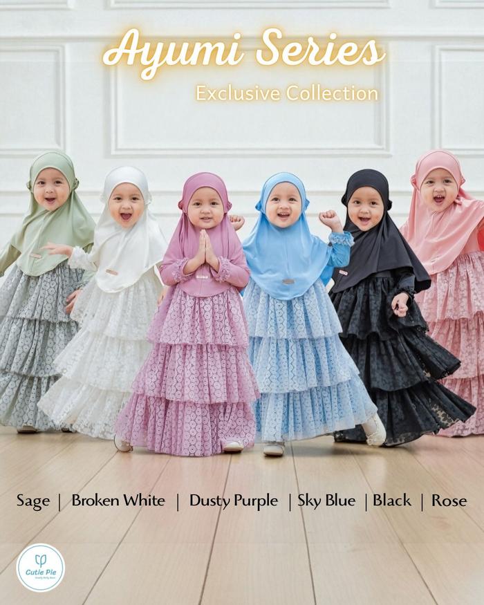 AYUMI GAMIS PESTA ANAK BRUKAT SUSUN TILE  SNOW DOTTY RAINBOW DOT MEWAH
