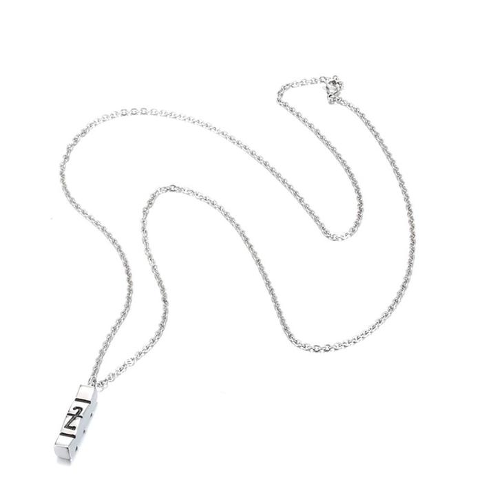 AMORUI Xanax-Vertical Pill Bar Pendant Necklace ID Stainless Steel Women Choker Chain Necklaces Gold