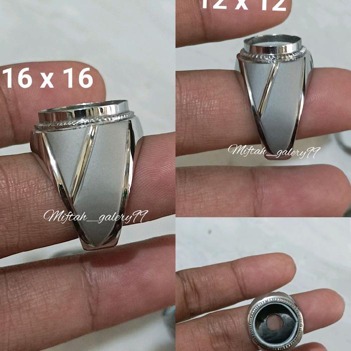 Emban cincin akik permata monel handmade 12x12 16x16