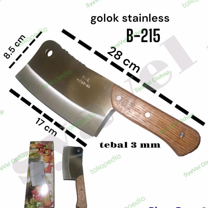 pisau golok/golok ayam/golok tulang stainless gagang kayu B215
