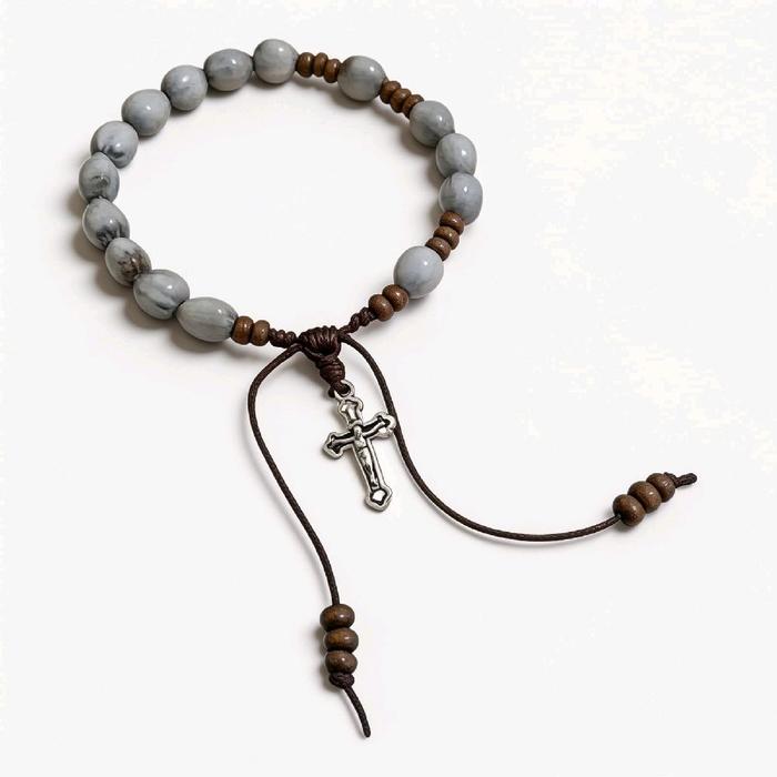 Gelang Rosario Salib Biji Jali Bulir Jagung Natur Suvenir Unik Katolik Kristen Kristiani