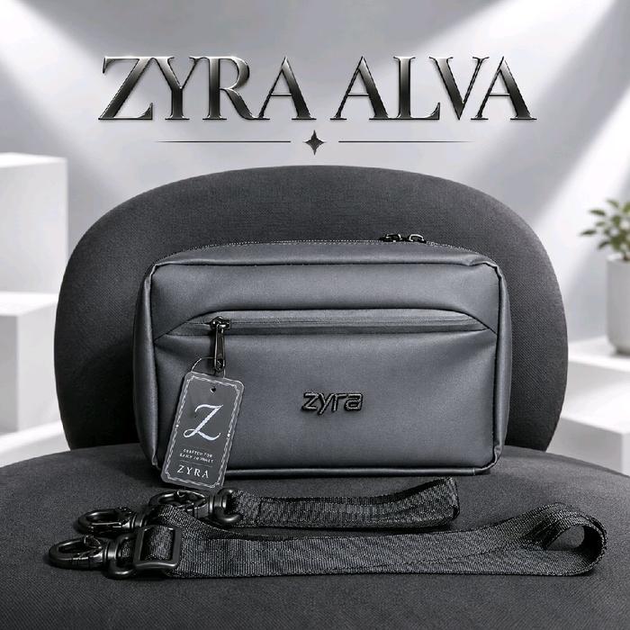 Tas Selempang Pria Wanita Hitam ZYRA ALVA | Sling Bag Premium Waterproof Unisex | Tas Bahu Casual | 