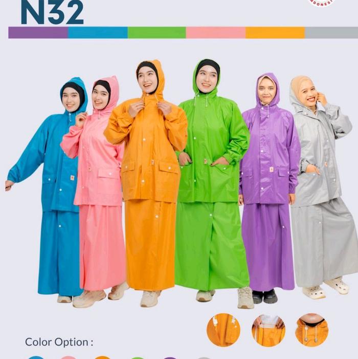 JAS HUJAN SETELAN JAKET ROK- N32 -BY MONAS ringan polos