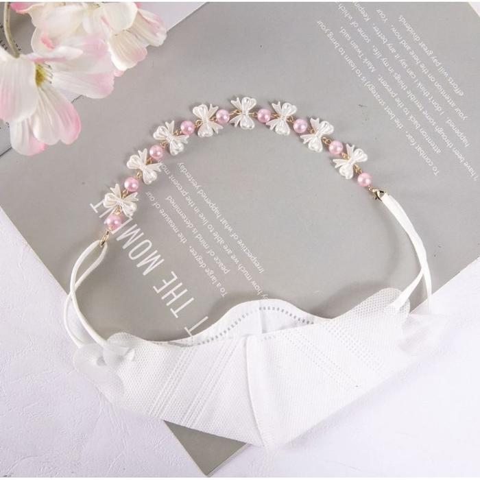 Konektor Hijab Masker / Konektor Masker Hijab Pita Bunga