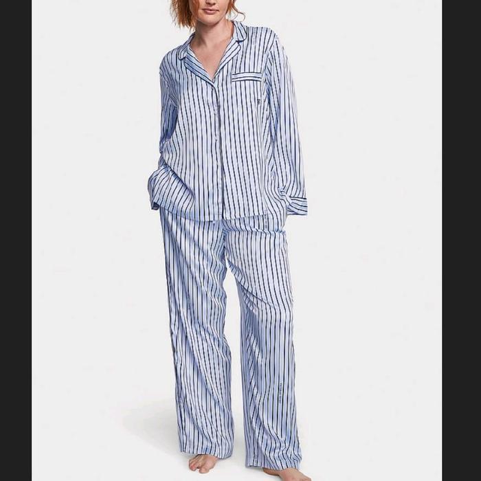 47. VICTORIA SECRET (S & M)  SATIN LONG PAJAMAS SET AUTHENTIC