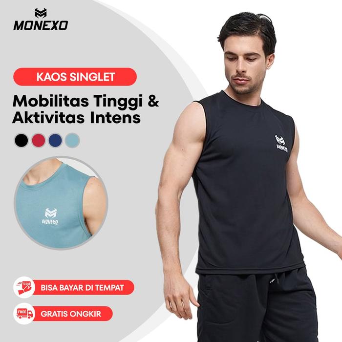 Monexo - Cod Singlet Kaos Dalam Pria Singlet Sablon Monexo hitam SK02 Pantai Distro Dewasa Oblong Ka