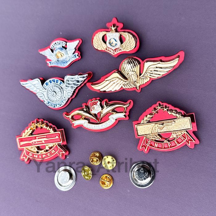 Terbaru Pin / Bros Brevet Wing Pelopor / Lantas / Sniper Panjang Pendek / Selam Polri / Sar Rimba La