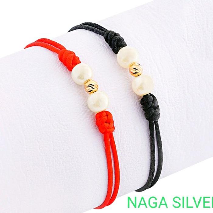 gelang tali serut model Semar Nusantara 18 k biji lada mutiara